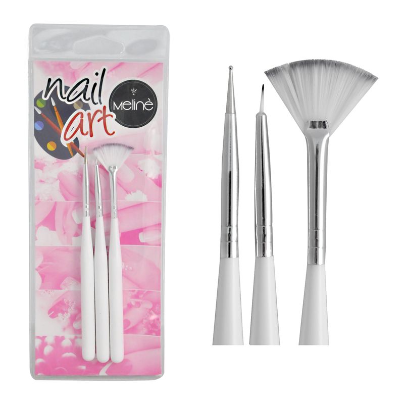 KIT PINCELES DECO X3 NAILART MELINE