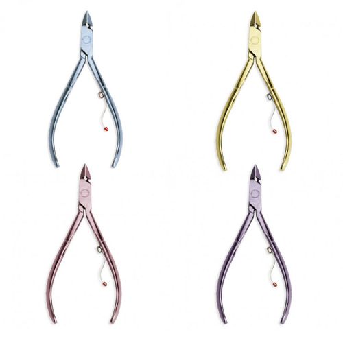 Alicate para Cutículas 577CL Celeste/Lila/Magenta/Amarillo Niquelado Mundial