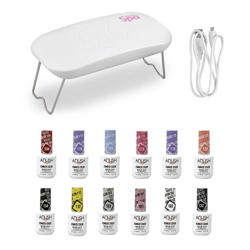 Combo-Cabina-LED-Compact---12-Esmaltes-Semipermanentes-Anush