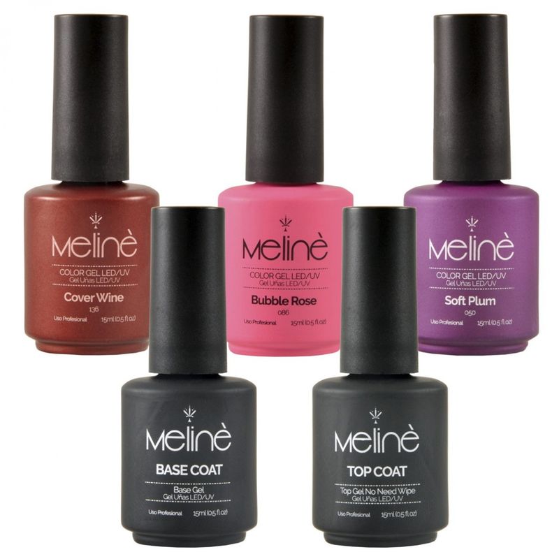 Combo-3-Esmaltes-Semipermanentes-Meline---Top-Coat---Base-Coat-Meline