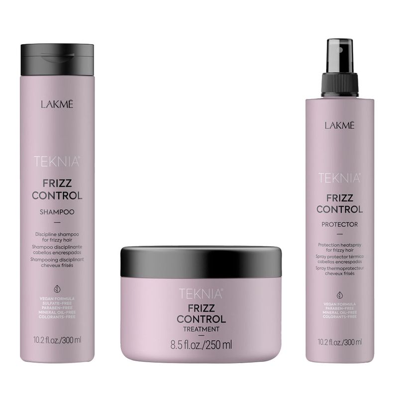 Pack-Disciplinante-Chico-Shampoo---Tratamiento---Spray-Protector-Termico-Control-de-Frizz-Teknia-Lakme
