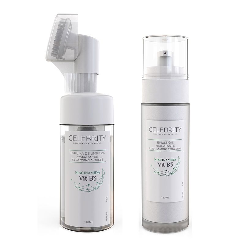 Kit-Facial-Espuma-Niacinamida-x120ml---Emulsion-Hidratante-x100ml-Celebrity