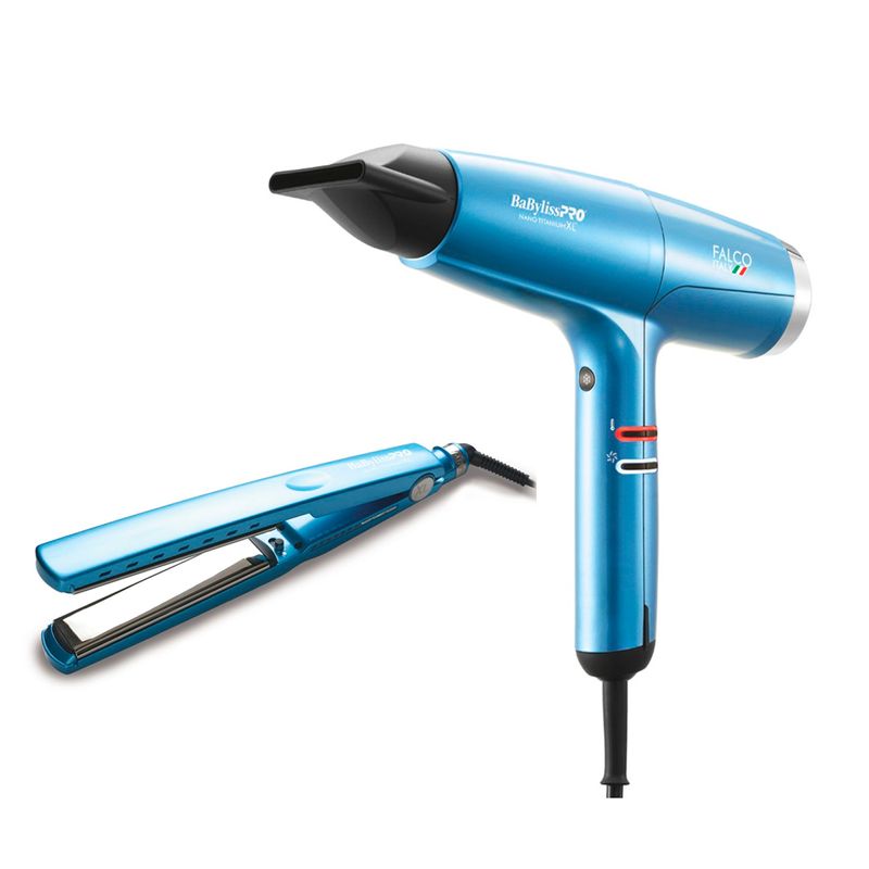 Combo-Secador-Falco-Italy---Plancha-9091-Nano-Titanium-XL-Babyliss-Pro