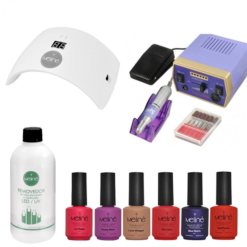 Combo-6-Esmaltes-Meline---Removedor---Cabina-LED-Meline---Torno