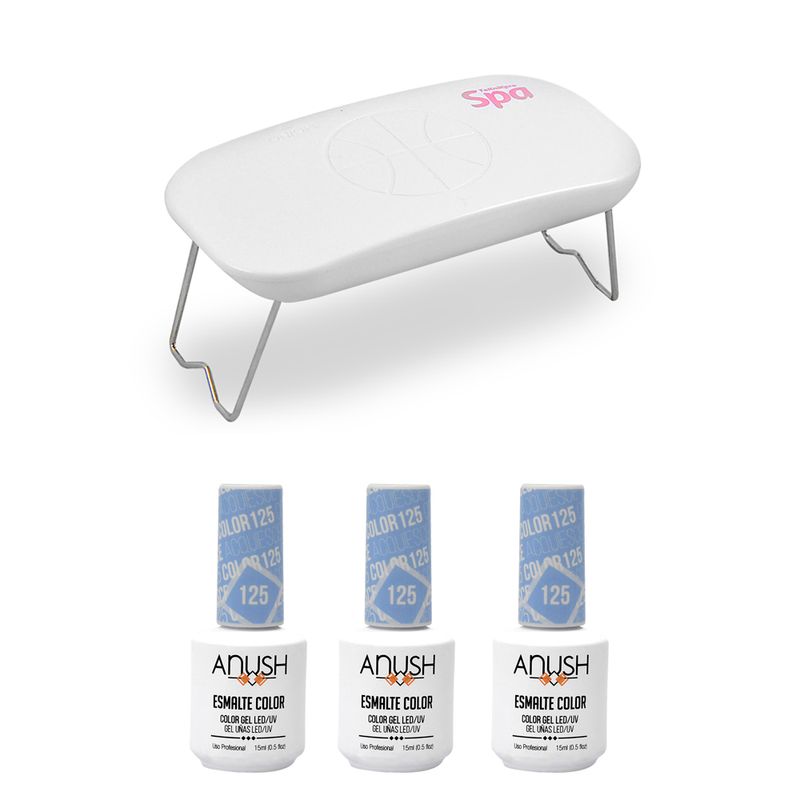 3-Esmaltes-x15ml-Anush---Mini-Cabina-LED-5W-Compact-Teknikpro