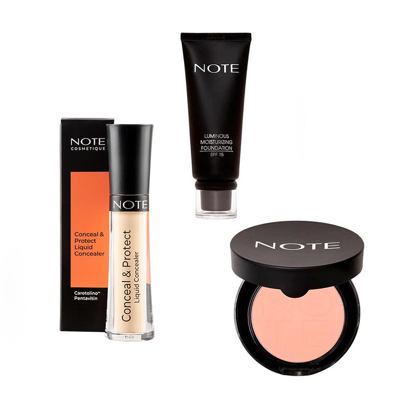 Kit Base + Corrector Líquido + Rubor Note