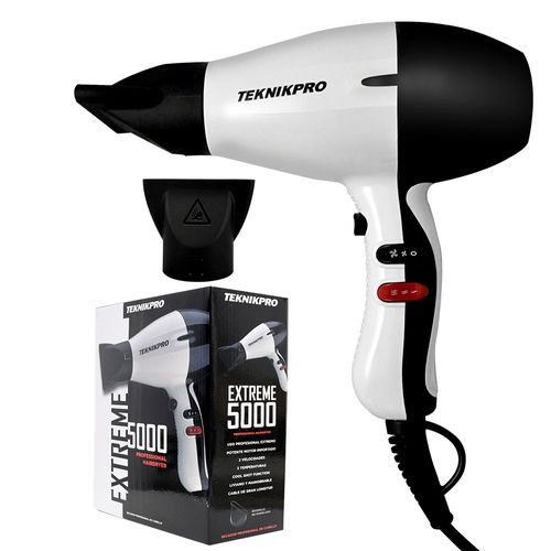Secador de Pelo Profesional Blanco y Negro Extreme 5000 Teknikpro