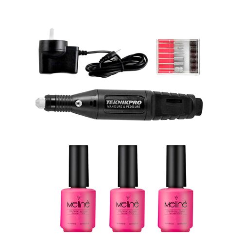 3 Esmaltes Semipermanente Meliné + Torno Magic Drill Teknikpro