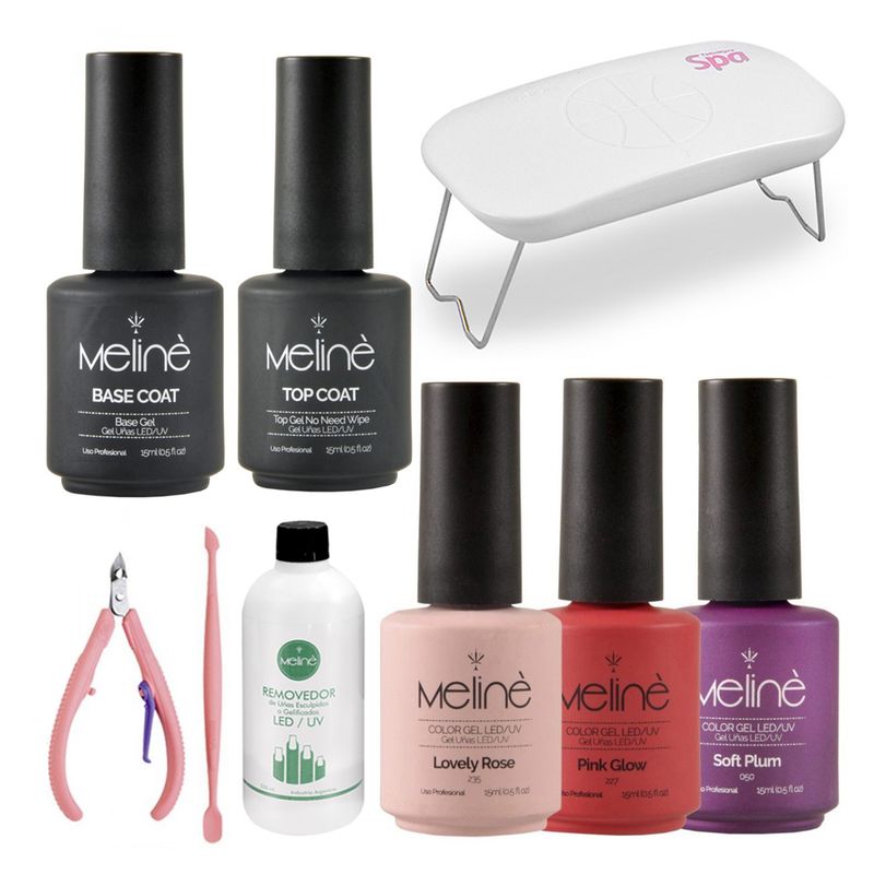 3 Esmaltes Meliné + Top Coat + Cabina Compact + Alicate y Removedor