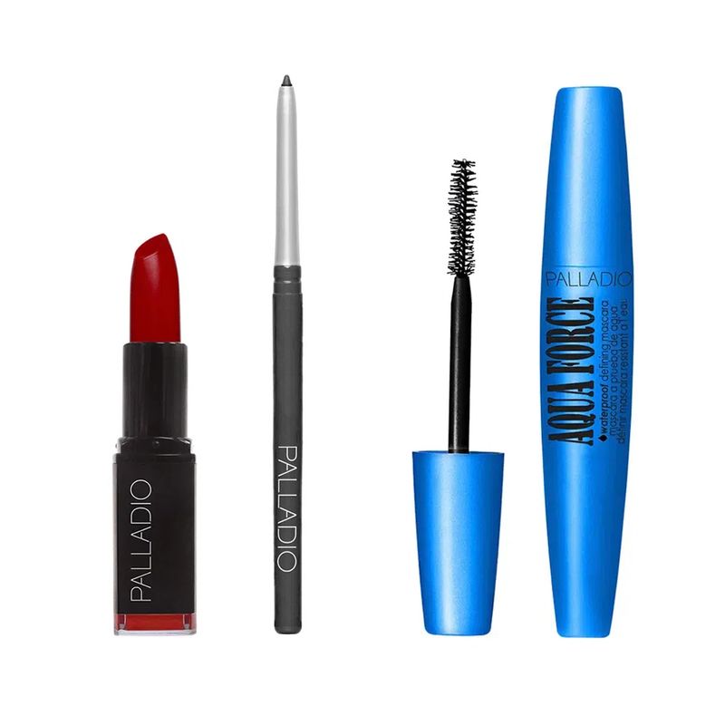 Kit Maquillaje Palladio 2: Labial + Máscara + Delineador