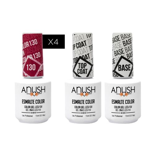 Kit 4x Esmaltes Semipermanentes  Anush + Base Coat y Top Coat