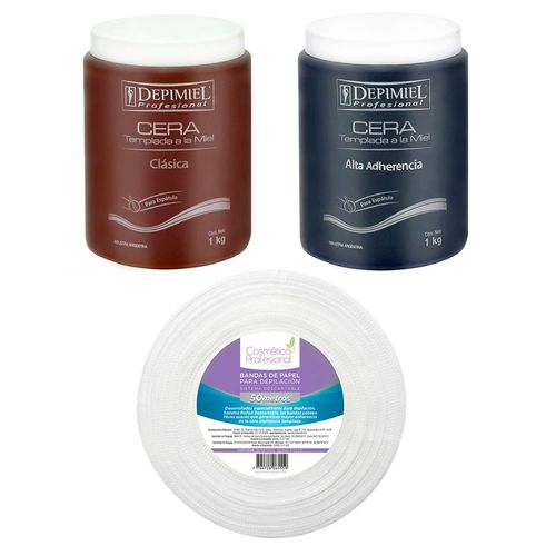 2 Kg Cera Depilatoria Clásica + Alta Adherencia Depimiel + Bandas Depilatorias