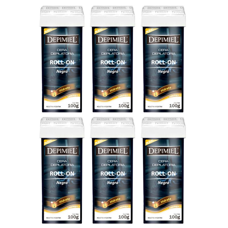 6 Ceras Depilatorias Roll-On Negra x100 g Depimiel