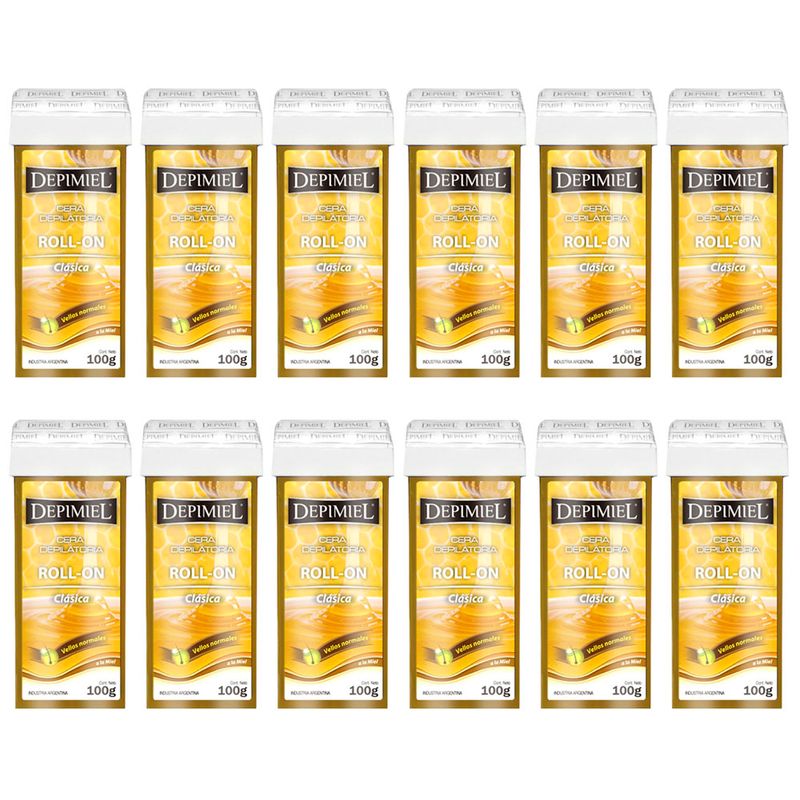 12 Ceras Depilatorias Roll-On Clásica x100 g Depimiel