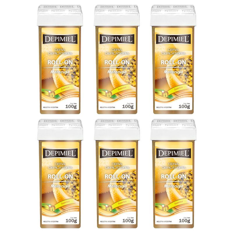 6 Ceras Depilatorias Roll-On Maracuyá x100 g Depimiel