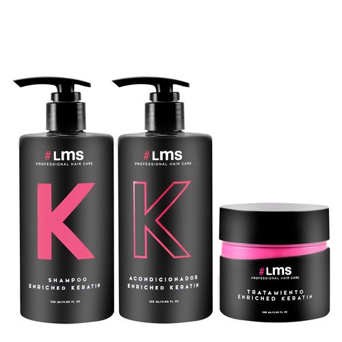 Kit Brillo y Suavidad Para Cabellos Tratados Químicamente Enriched Keratin Lms