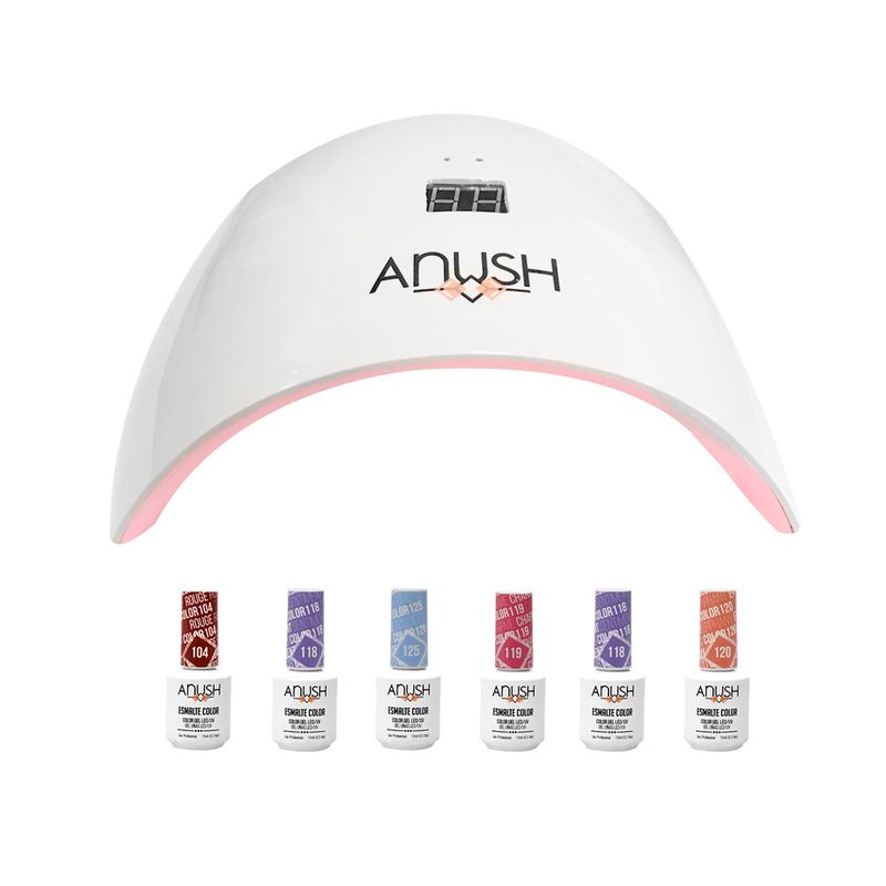 6 Esmaltes Semipermanentes Anush + Cabina Beauty Nail Lamp