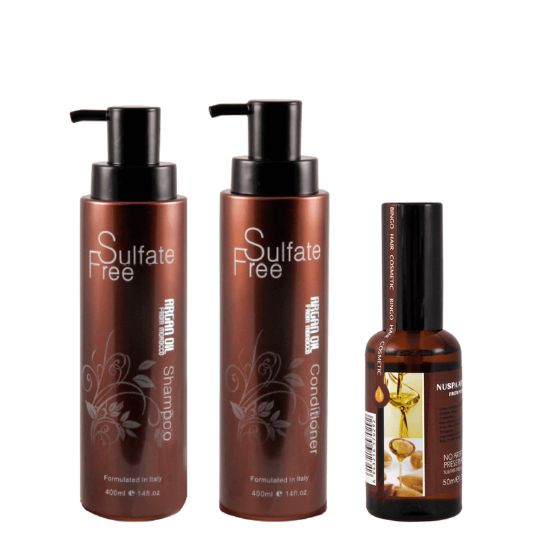 Kit Nutritivo Chico Shampoo + Acondicionador + Serum Sin Sulfatos Argan Oil Morocco