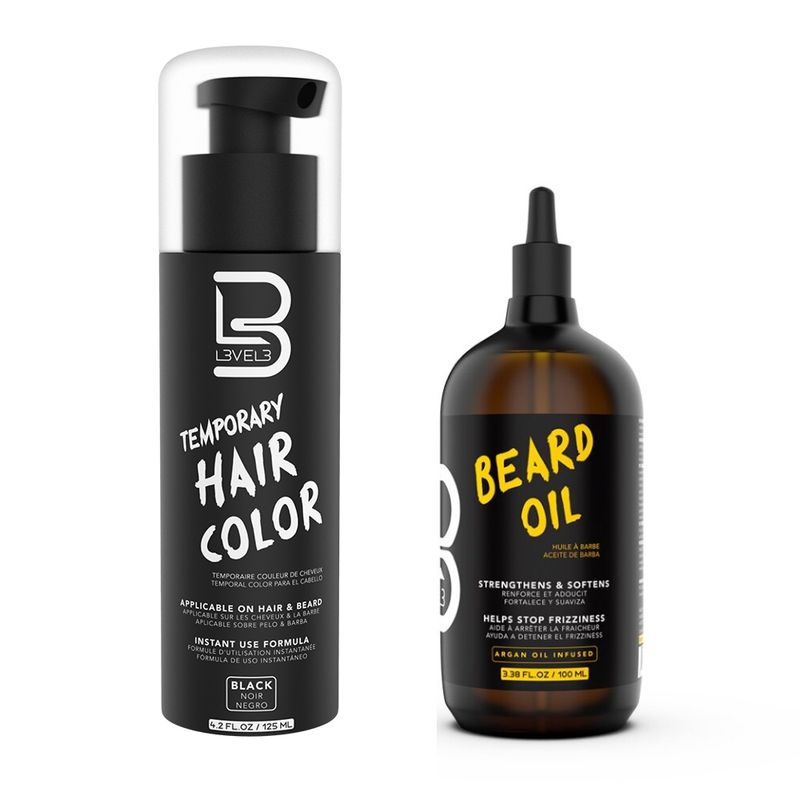 Combo Aceite para Barba Argan Oil + Tinte Temporary Hair Black LEVEL3