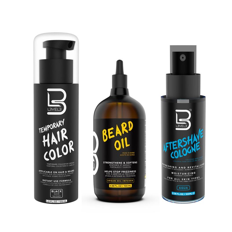 Combo Tinte y Aceite para Barba Argan Oil + After Shave LEVEL3