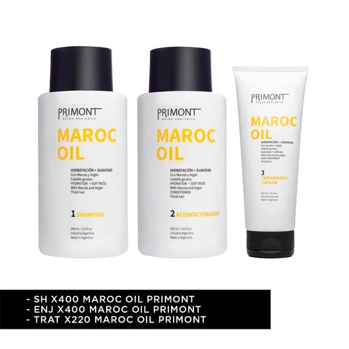 Kit Maroc Oil Completo Shampoo + Acondicionador + Tratamiento Primont