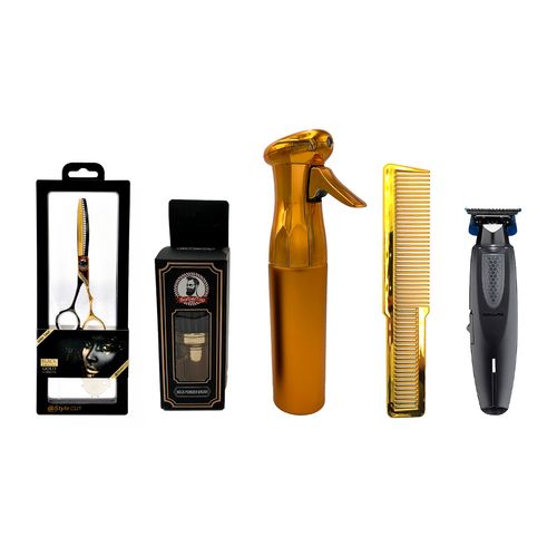 Combo Profesional Trimmer Lithium FX Edición Limitada y Tijera de Pulir Golden Cobalt