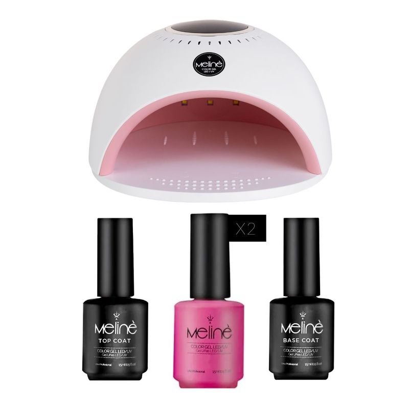 Kit 2 Esmaltes Semi + Base/Top + Cabina UV/LED 84W Meliné
