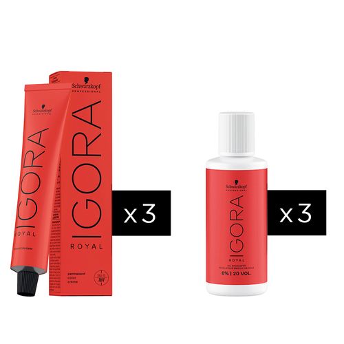 3 tinturas Igora Royal + 3 Oxidantes x60 ml Schwarzkopf