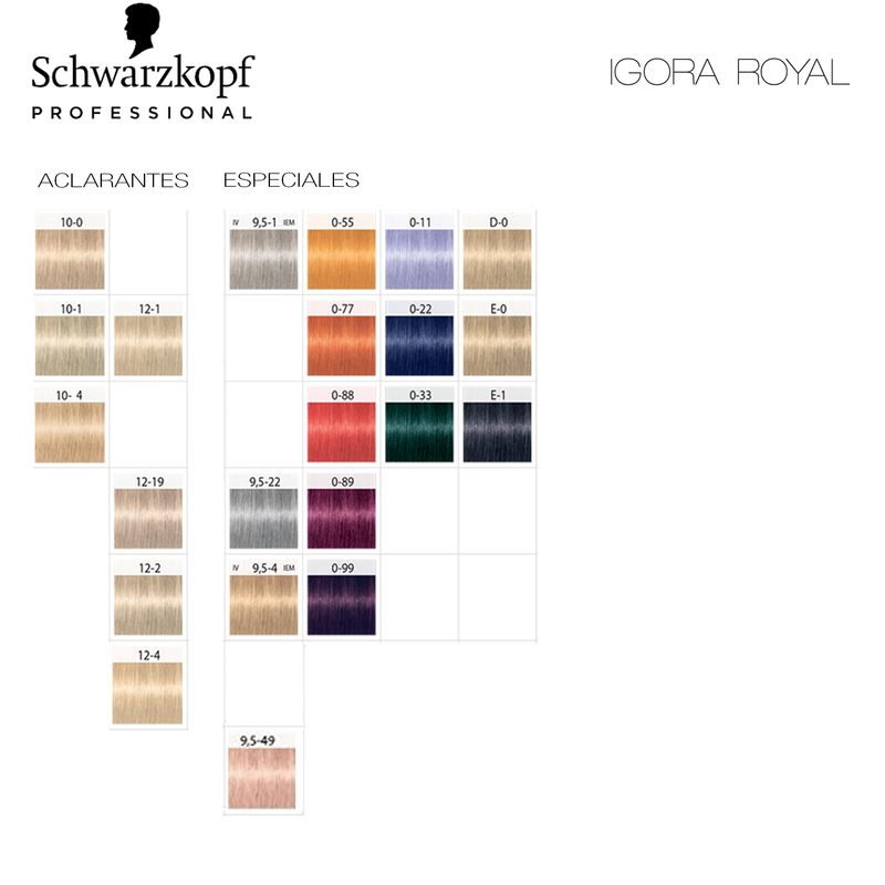 3 tinturas Igora Royal + 3 Oxidantes x60 ml Schwarzkopf