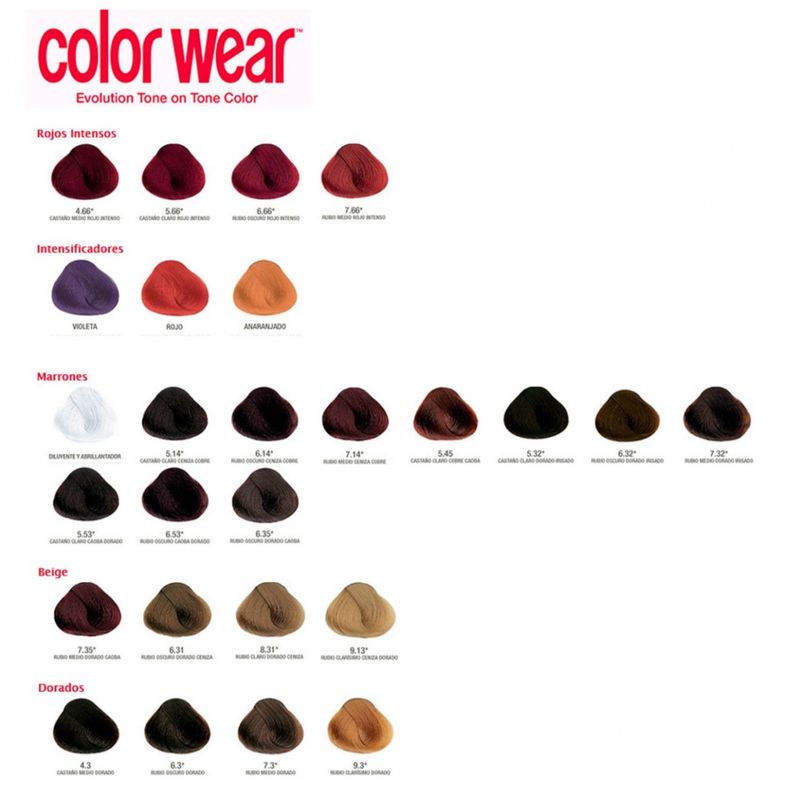 Combo 6 Tinturas Tono Sobre Tono Colorwear Alfaparf