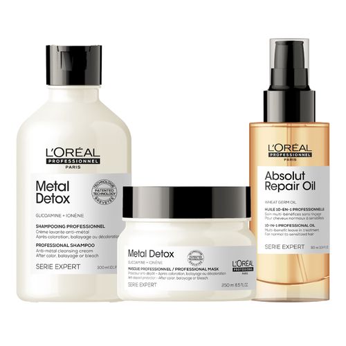 Kit Shampoo + Máscara Metal Detox + Spray Absolut Repair L'Oréal Professionnel