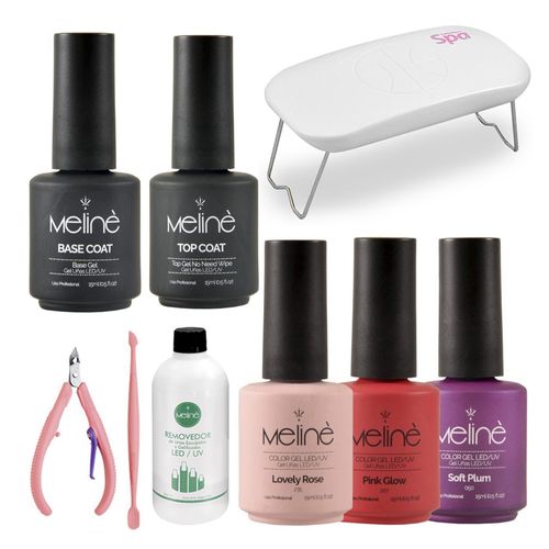 3 Esmaltes Meliné + Top Coat + Cabina Compact + Alicate y Removedor
