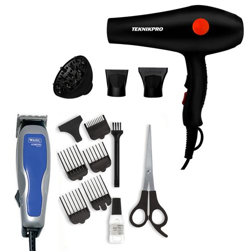 Combo Máquina Home Cut Wahl + Secador con difusor Teknikpro