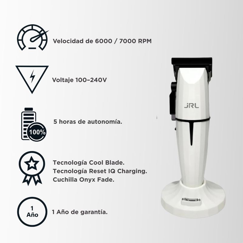 Combo Profesional JRL White Ghost Clipper + Trimmer