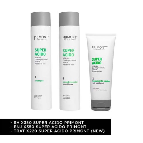 Kit Super Acido Completo Shampoo + Acondicionador + Tratamiento Primont