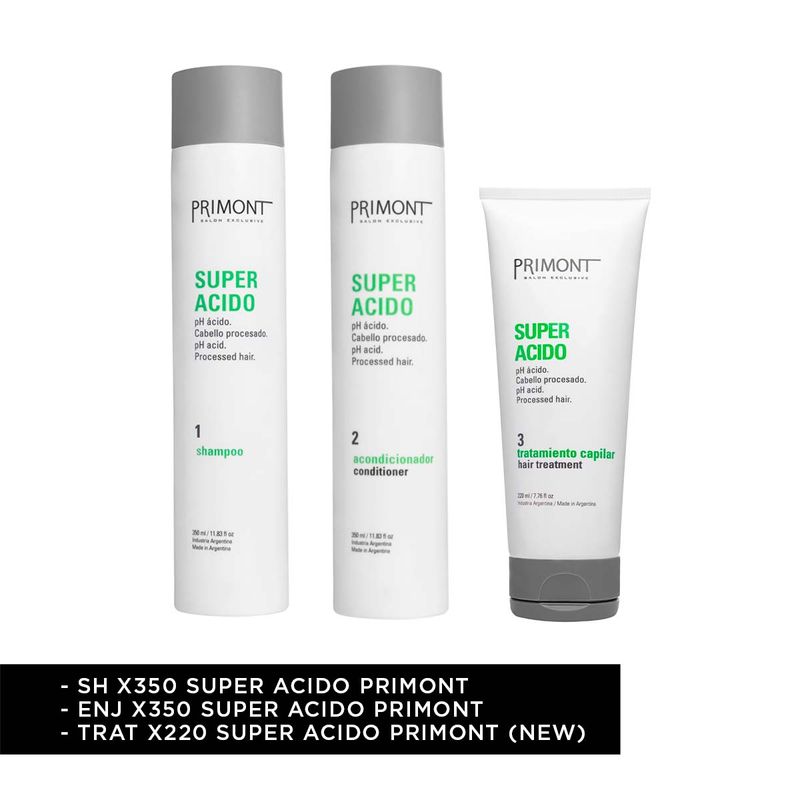 Kit Super Acido Completo Shampoo + Acondicionador + Tratamiento Primont