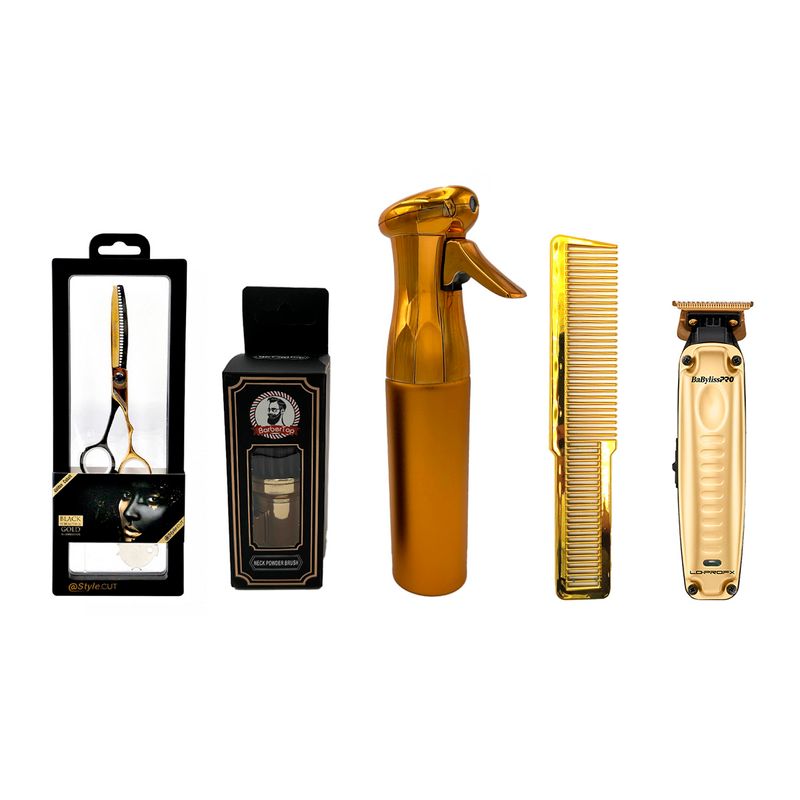 Combo Profesional Trimmer Lo-Pro FX Gold 726 y Tijera de Pulir Golden Cobalt