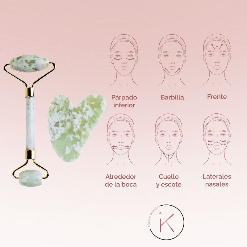SET DE PIEDRAS JADE FACIAL Y ROLLO KEIKO