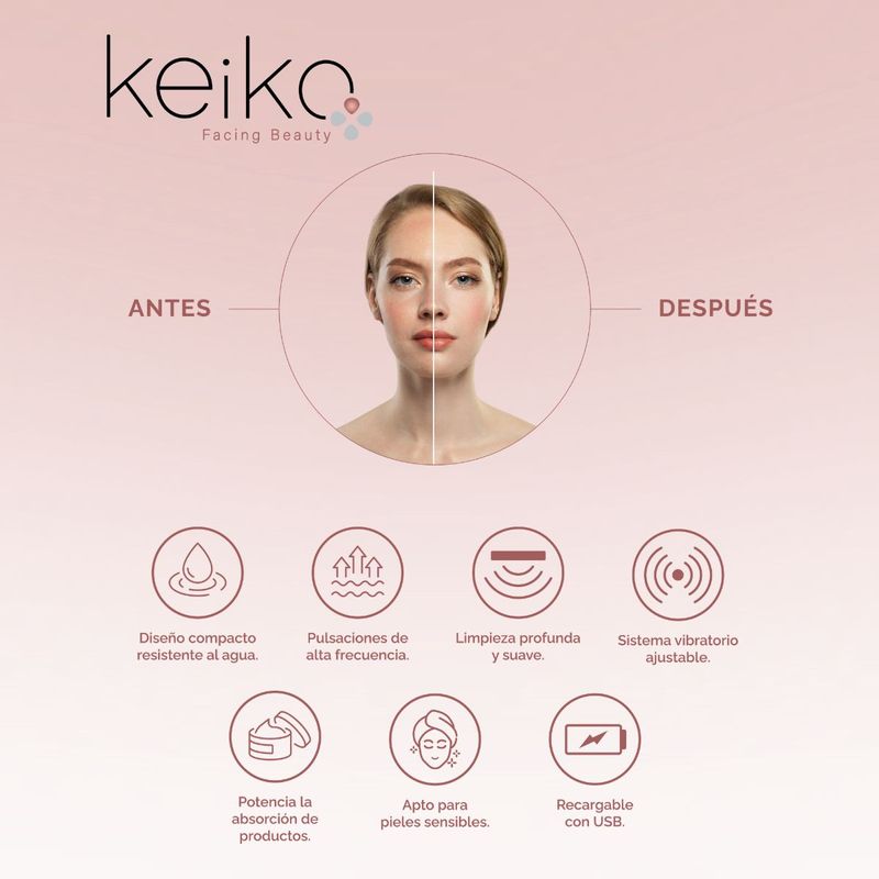 LIMPIADOR FACIAL ELECTRICO DE SILICONA KEIKO