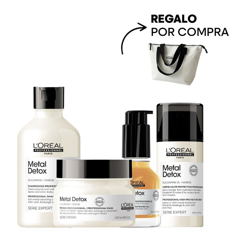 Kit Shampoo + Máscara + Crema de Peinar + Serum Metal Detox Expert L'Oréal Professionnel