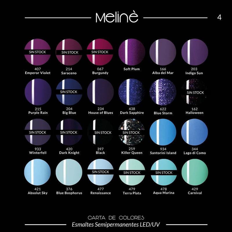 Combo 4 Esmaltes Semipermanentes Gel Uv/led Meliné