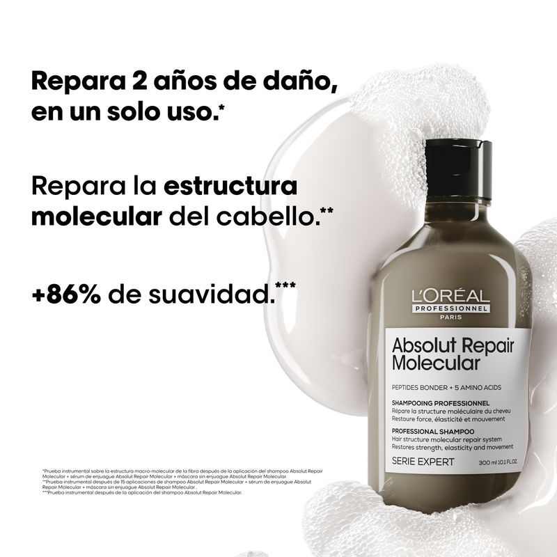 Kit Shampoo + Máscara + Crema De Peinar Absolut Repair Molecular Serie Expert L'Oréal Professionnel