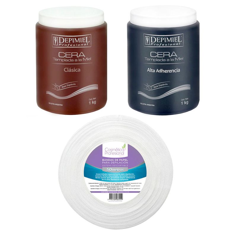 2 Kg Cera Depilatoria Clásica + Alta Adherencia Depimiel + Bandas Depilatorias