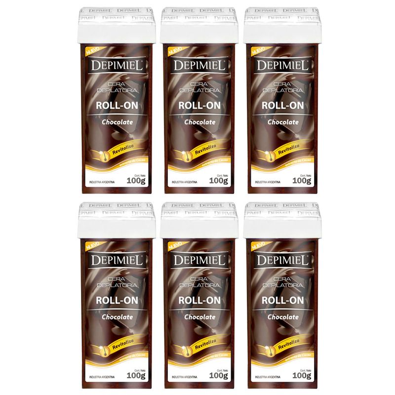 6 Ceras Depilatorias Roll-On Chocolate x100 g Depimiel