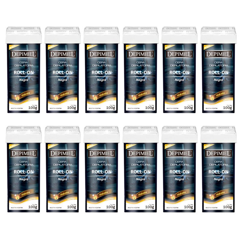 12 Ceras Depilatorias Roll-On Negra x100 g Depimiel