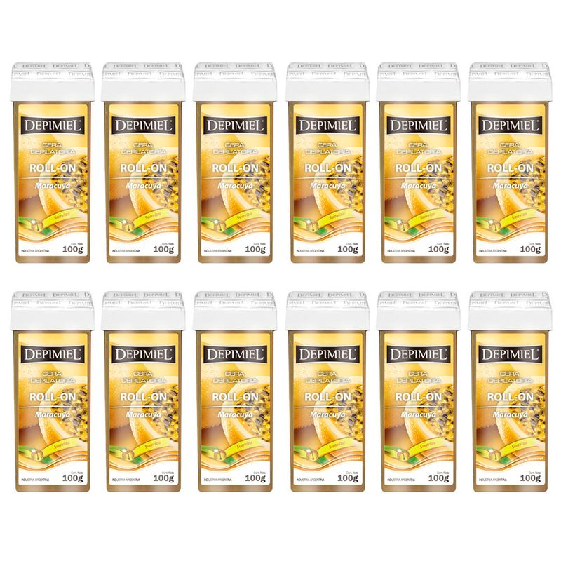 12 Ceras Depilatorias Roll-On Maracuyá x100 g Depimiel