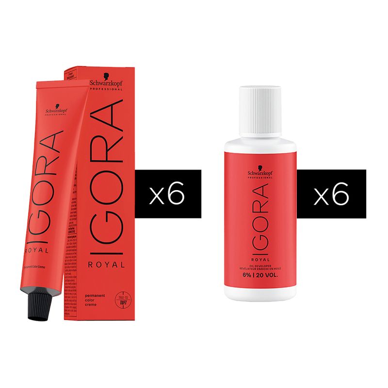 Combo 6 Tinturas Coloracion Igora Royal Schwarzkopf Professional + Oxidantes de regalo