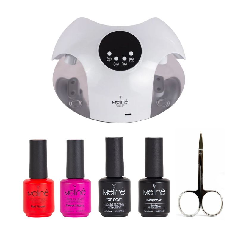Kit 2 Esmaltes Semi + Base y Top + Cabina SkinCare Meliné + Tijera Para Uñas Recta Gruesa ProStyle