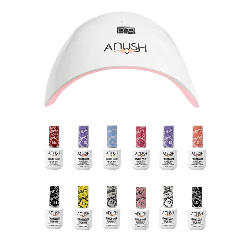 12 Esmaltes Semipermanentes Anush + Cabina Beauty Nail Lamp