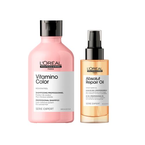 Kit Shampoo Vitamino Color + Óleo 10 en 1 Absolut Repair Serie Expert L'Oréal Professionnel